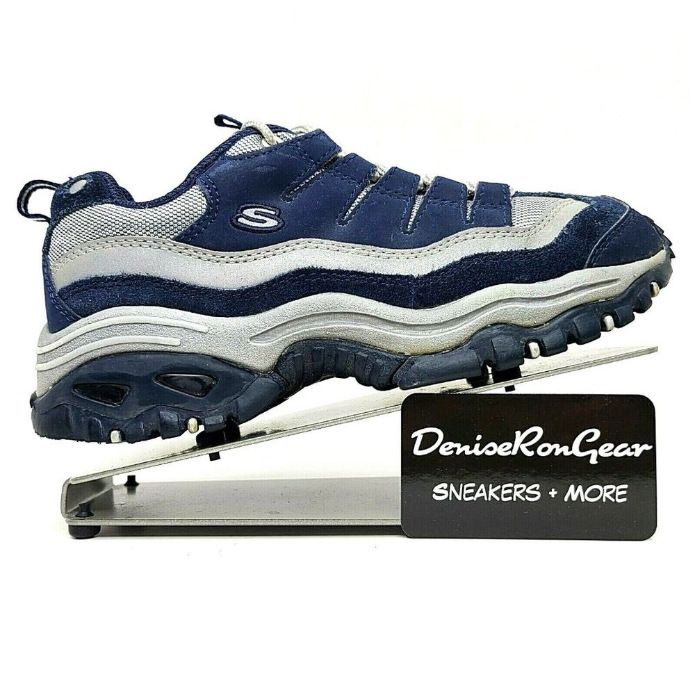 Skechers Womens Blue Leather Sneaker Shoes Sz 7.5